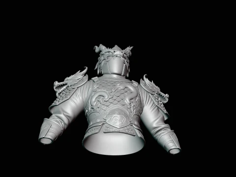 Dragon Helm Armor Bust Statue Design 4 - 3D Print Model 3D Print Model