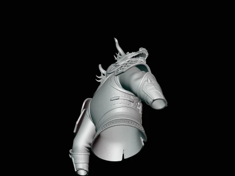 Dragon Helm Armor Bust Statue Design 4 - 3D Print Model 3D Print Model