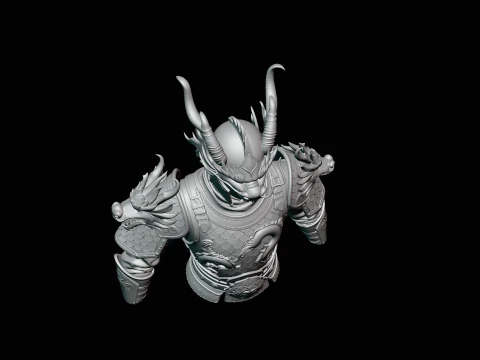 Dragon Helm Armor Bust Statue Design 4 - 3D Print Model 3D Print Model