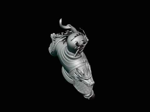 Dragon Helm Armor Bust Statue Design 4 - 3D Print Model 3D Print Model
