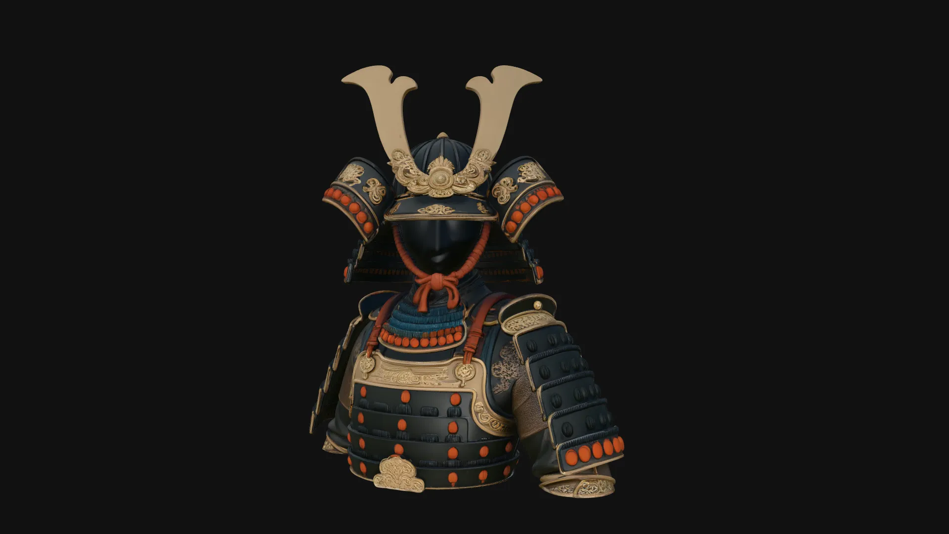 Samurai Armor Display Statue Design 1 - 3D Print Model 3D Print Model .c4d .max .obj .3ds .fbx .stl .blend 