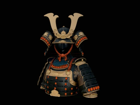 Samurai Armor Display Statue Design 1 - 3D Print Model 3D Druckmodell