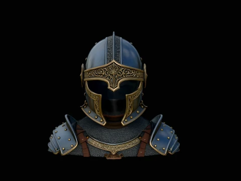Visored Knight Bust Statue Design 1 - 3D Print Model 3D printmodel