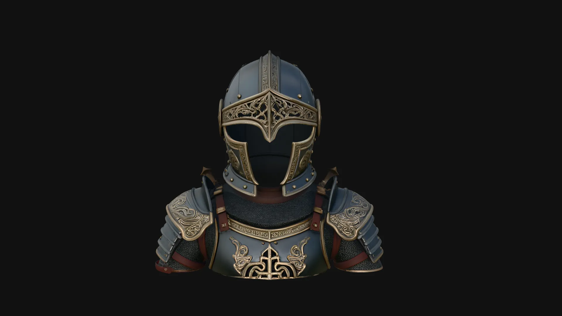 Visored Knight Bust Statue Design 2 - 3D Print Model 3D Print Model .c4d .max .obj .3ds .fbx .stl .blend 