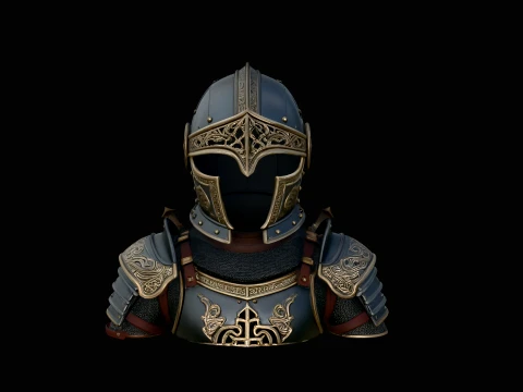 Visored Knight Bust Statue Design 2 - 3D Print Model 3D Print Model