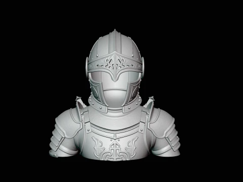 Visored Knight Bust Statue Design 2 - 3D Print Model 3D Print Model