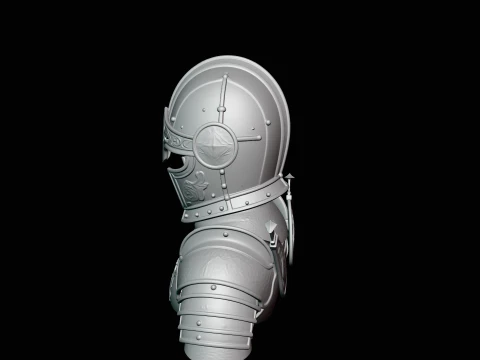 Visored Knight Bust Statue Design 2 - 3D Print Model 3D Print Model