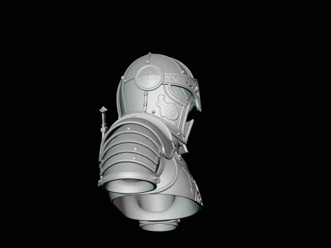 Visored Knight Bust Statue Design 2 - 3D Print Model 3D Print Model