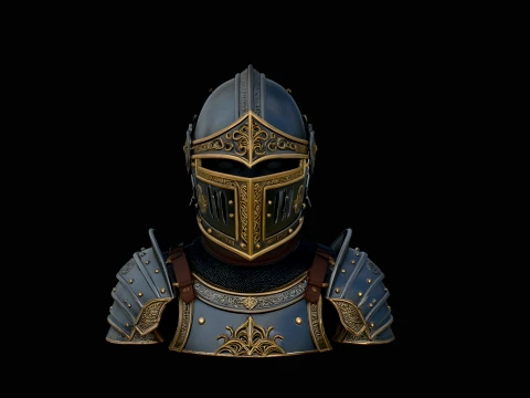 Visored Knight Bust Statue Design 3 - 3D Print Model Model do druku 3D
