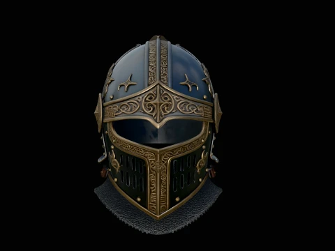 Medieval Great Helm Design 1 - 3D Print Model Modèles 3D en vedette