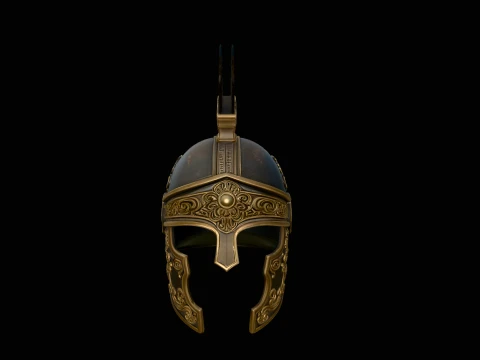 Gilded Crested War Helmet Design 2 - 3D Print Model Modello di stampa 3D