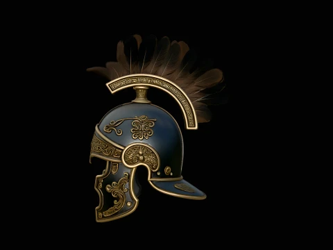 Gilded Crested War Helmet Design 3 - 3D Print Model Modello di stampa 3D