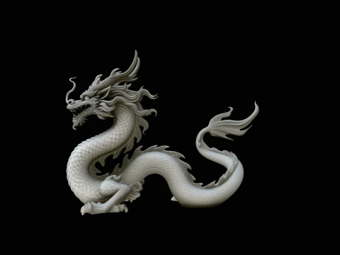 Chinese Serpent Dragon Statue Design 1 - 3D Print Model 3D Принт Модель