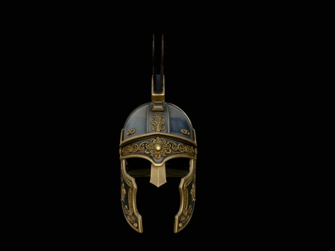 Gilded Crested War Helmet Design 4 - 3D Print Model Modello di stampa 3D
