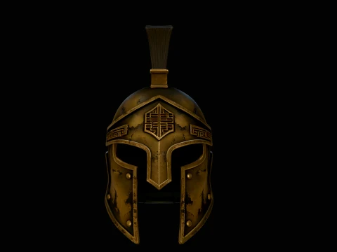 Spartan Bronze Helmet Design 1 - 3D Print Model 3D Print Model