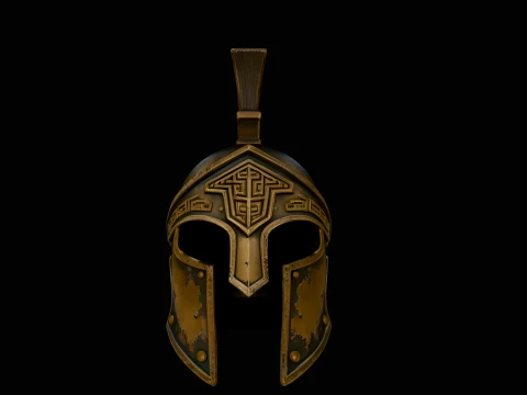 Spartan Bronze Helmet Design 2 - 3D Print Model 3D Print Model