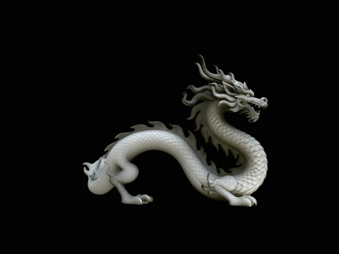 Chinese Serpent Dragon Statue Design 2 - 3D Print Model 3D Принт Модель