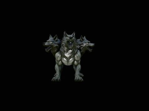 Cerberus Three-Headed Dog Statue Design 2 - 3D Print Model 3D Print Model