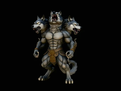 Dreik&ouml;pfige Werwolf-Statue Design 1 &ndash; 3D-Druckmodell 3D Druckmodell