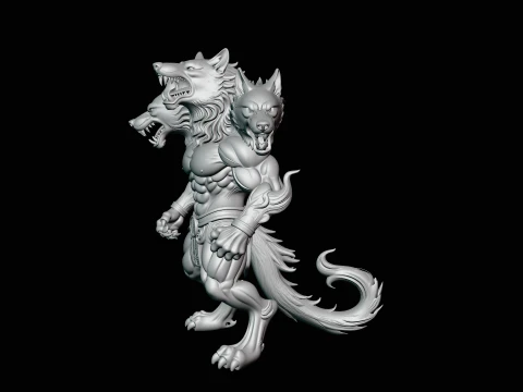 Three-Headed Werewolf Statue Design 1 - 3D Print Model 3D Print Model