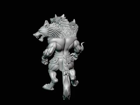 Three-Headed Werewolf Statue Design 1 - 3D Print Model 3D Print Model