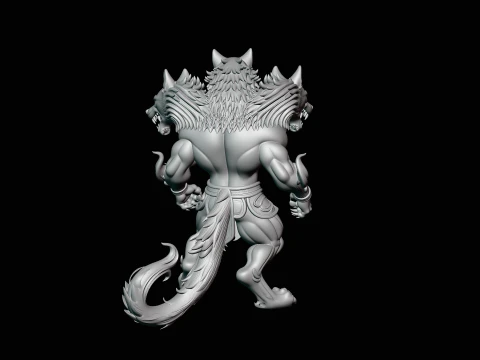 Three-Headed Werewolf Statue Design 1 - 3D Print Model 3D Print Model