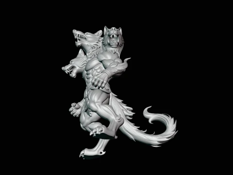 Three-Headed Werewolf Statue Design 1 - 3D Print Model 3D Print Model