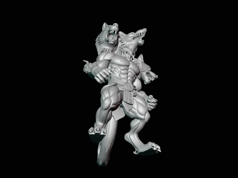 Three-Headed Werewolf Statue Design 1 - 3D Print Model 3D Print Model