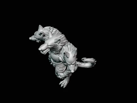 Three-Headed Werewolf Statue Design 1 - 3D Print Model 3D Print Model