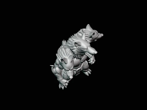 Three-Headed Werewolf Statue Design 1 - 3D Print Model 3D Print Model