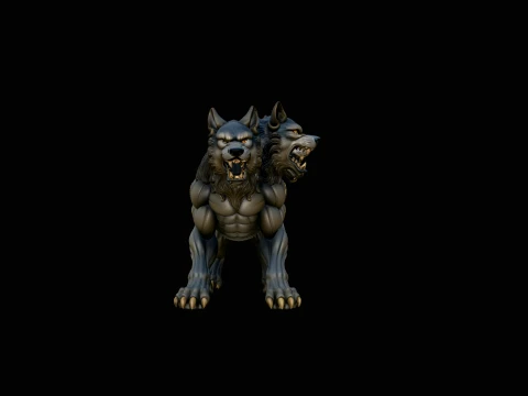 Cerberus Three-Headed Dog Statue Design 3 - 3D Print Model 3D Print Model