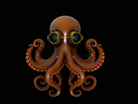 Steampunk Octopus Statue Design 1 - 3D Print Model Model do druku 3D