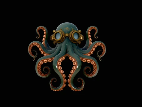 Steampunk Octopus Statue Design 2 - 3D Print Model 3D Druckmodell