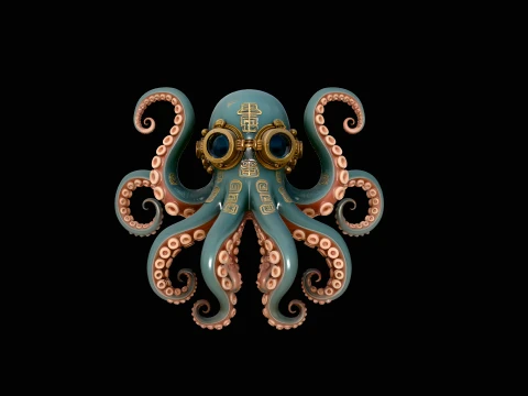 Steampunk Octopus Statue Design 3 - 3D Print Model 3D Print Model