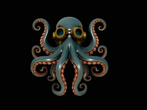 Steampunk Octopus Statue Design 4 - 3D Print Model Model do druku 3D