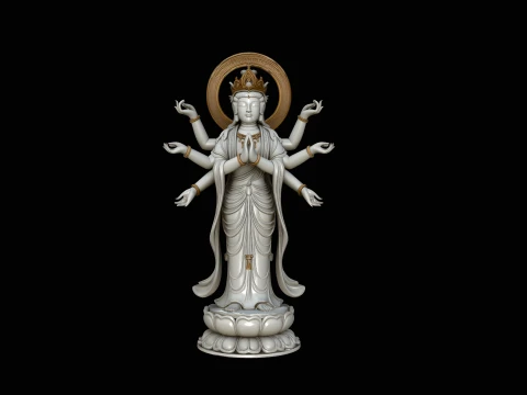 Multi-Armed Guanyin Statue Design 1 - 3D Print Model 3D Print Model
