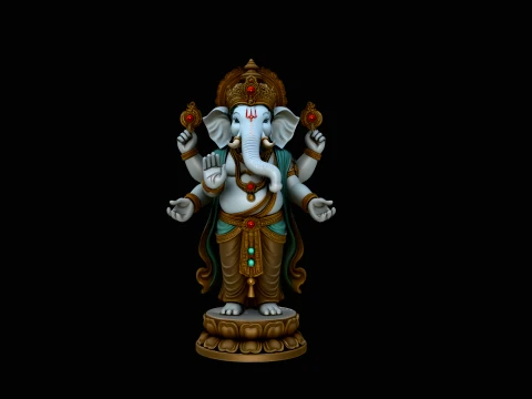 Standing Ganesha Statue Design 4 - 3D Print Model 3D Print Model