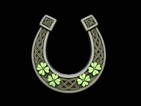 Celtic Lucky Horseshoe Plaque Design 1 - 3D Print Model 3Dプリントモデル