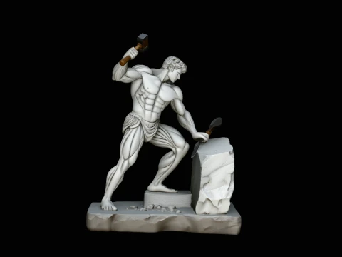 Marble Sculptor at Work Statue Design 1 - 3D Print Model 3D Print Model