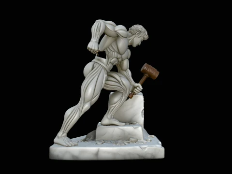 Marble Sculptor at Work Statue Design 2 - 3D Print Model 3D printmodel
