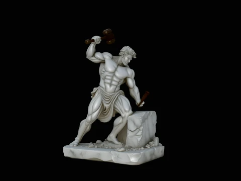 Marble Sculptor at Work Statue Design 3 - 3D Print Model 3D printmodel