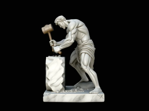 Marble Sculptor at Work Statue Design 4 - 3D Print Model 3D Print Model