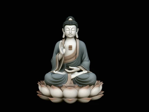 Seated Buddha on Lotus Statue Design 8 - 3D Print Model Modello di stampa 3D