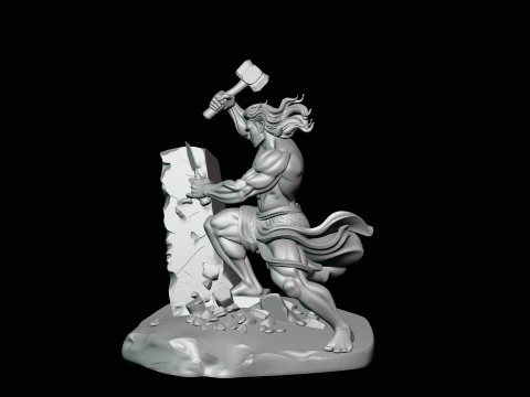 Stone Carver with Hammer Statue Design 1 - 3D Print Model 3D Print Model