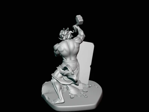 Stone Carver with Hammer Statue Design 1 - 3D Print Model 3D Print Model