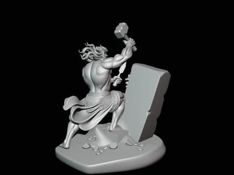 Stone Carver with Hammer Statue Design 1 - 3D Print Model 3D Print Model