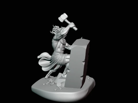 Stone Carver with Hammer Statue Design 1 - 3D Print Model 3D Print Model