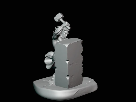 Stone Carver with Hammer Statue Design 1 - 3D Print Model 3D Print Model