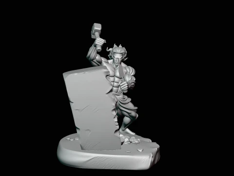 Stone Carver with Hammer Statue Design 1 - 3D Print Model 3D Print Model