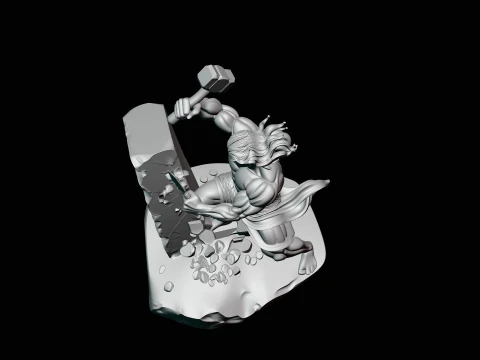 Stone Carver with Hammer Statue Design 1 - 3D Print Model 3D Print Model